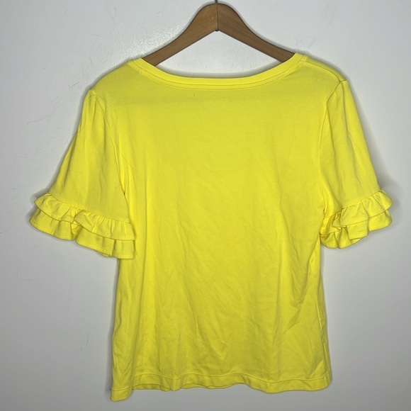LILLY PULITZER Calla Yellow Square Neck Ruffle Sleeve Short Sleeve T Shirt - Picture 5 of 11